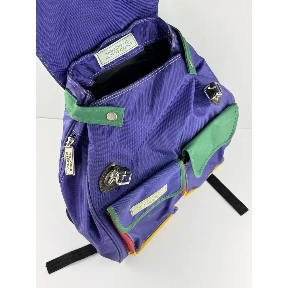 Vintage United Colors of Benetton Colorful Backpack Daypack Nylon Unisex Rare
